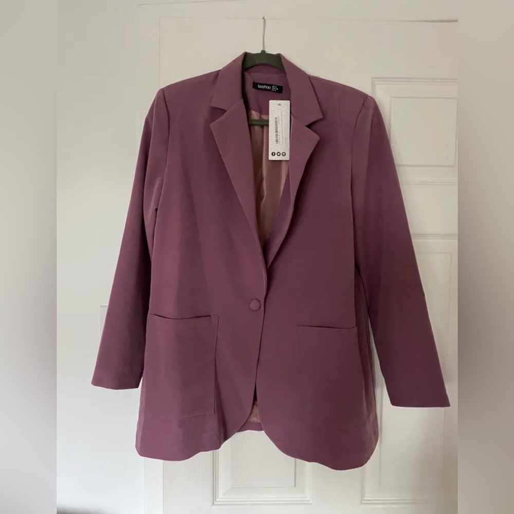 PETITE POCKET DETAIL SINGLE BUTTON BLAZER LAVENDER